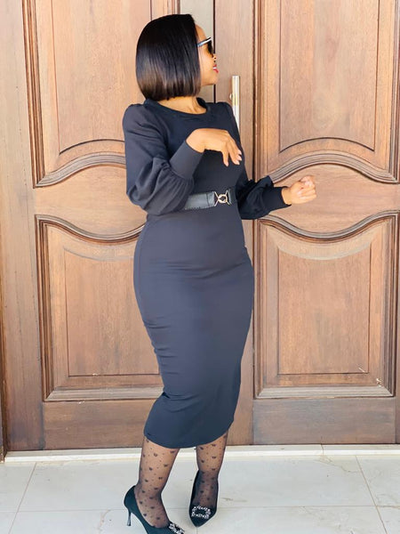 D14.1 Bodycon dress with lace - Black