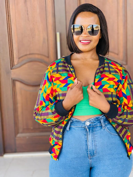 J3.2 Bomber Jacket - Kente inspired African Print