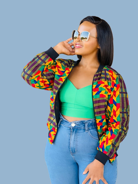 J3.2 Bomber Jacket - Kente inspired African Print
