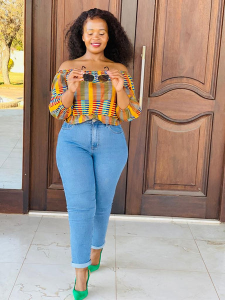 T6.1 Cropped Top - Kente inspired African print