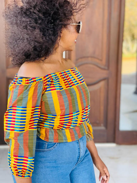 T6.1 Cropped Top - Kente inspired African print