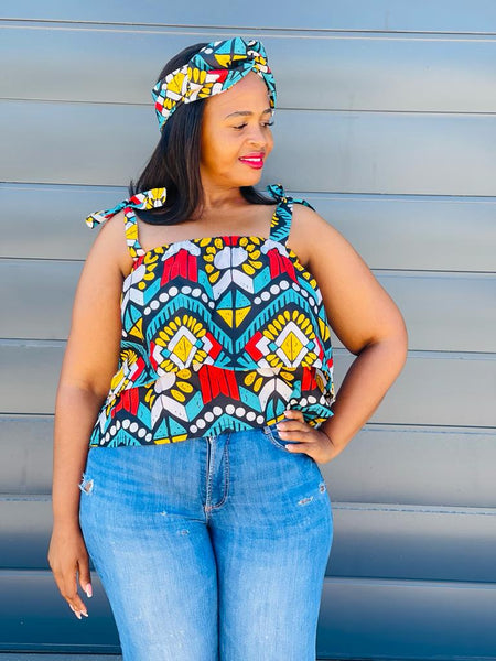 T8.2 Double Layer Top - African print with multicolor