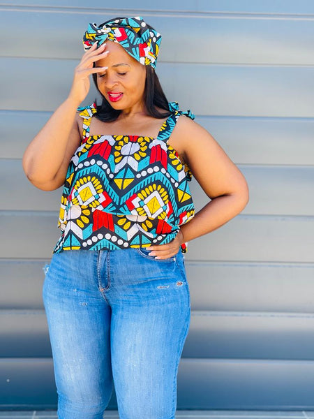 T8.2 Double Layer Top - African print with multicolor