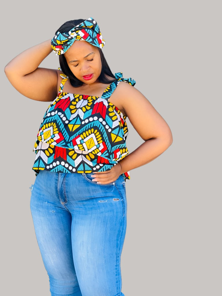 TIWA MULTICOLOURED TOP  African print tops, African clothing