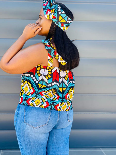 T8.2 Double Layer Top - African print with multicolor