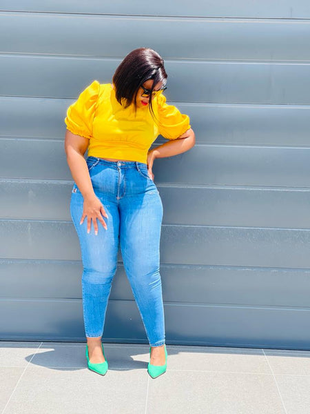 T7.2 Open Back Crop Blouse - Yellow