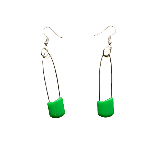 AE 13.1 Plastic Cap Safety Pin Hanging Earrings