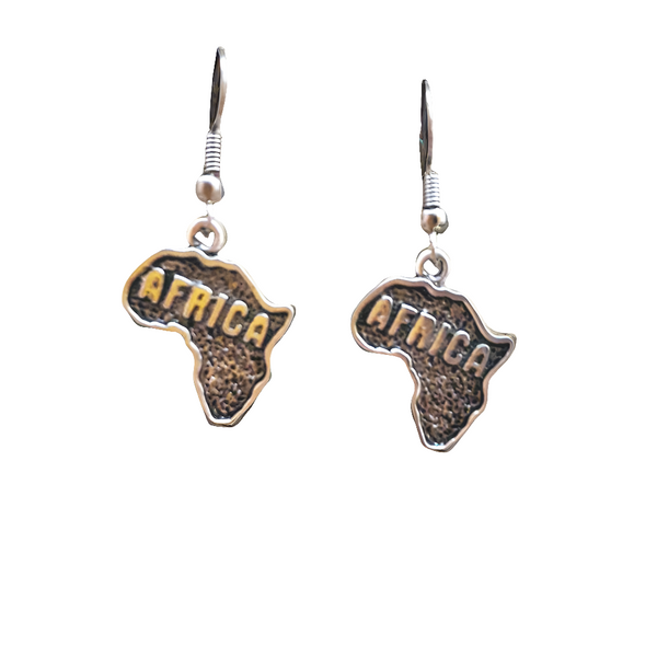 AE 3.1 Silver Africa Map Hanging Earrings