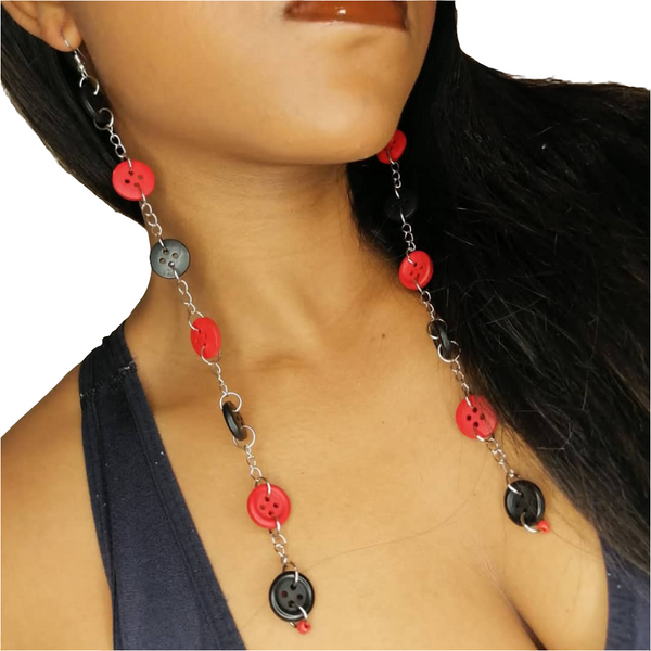 AE 16.1 Long hanging button earrings