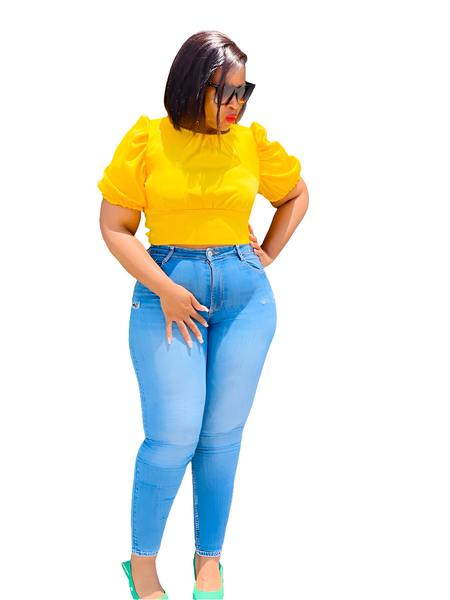 T7.2 Open Back Crop Blouse - Yellow