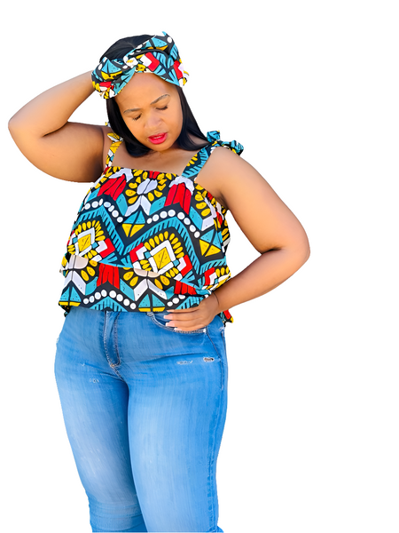 T8.2 Double Layer Top - African print with multicolor