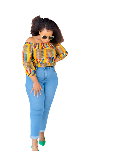 T6.1 Cropped Top - Kente inspired African print