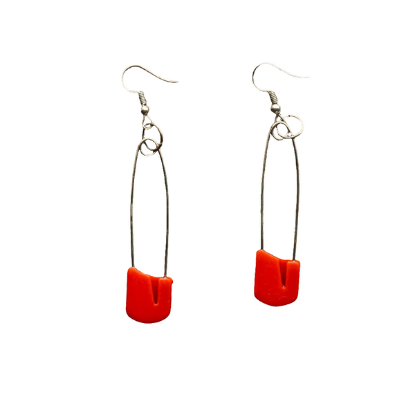 AE 13.1 Plastic Cap Safety Pin Hanging Earrings