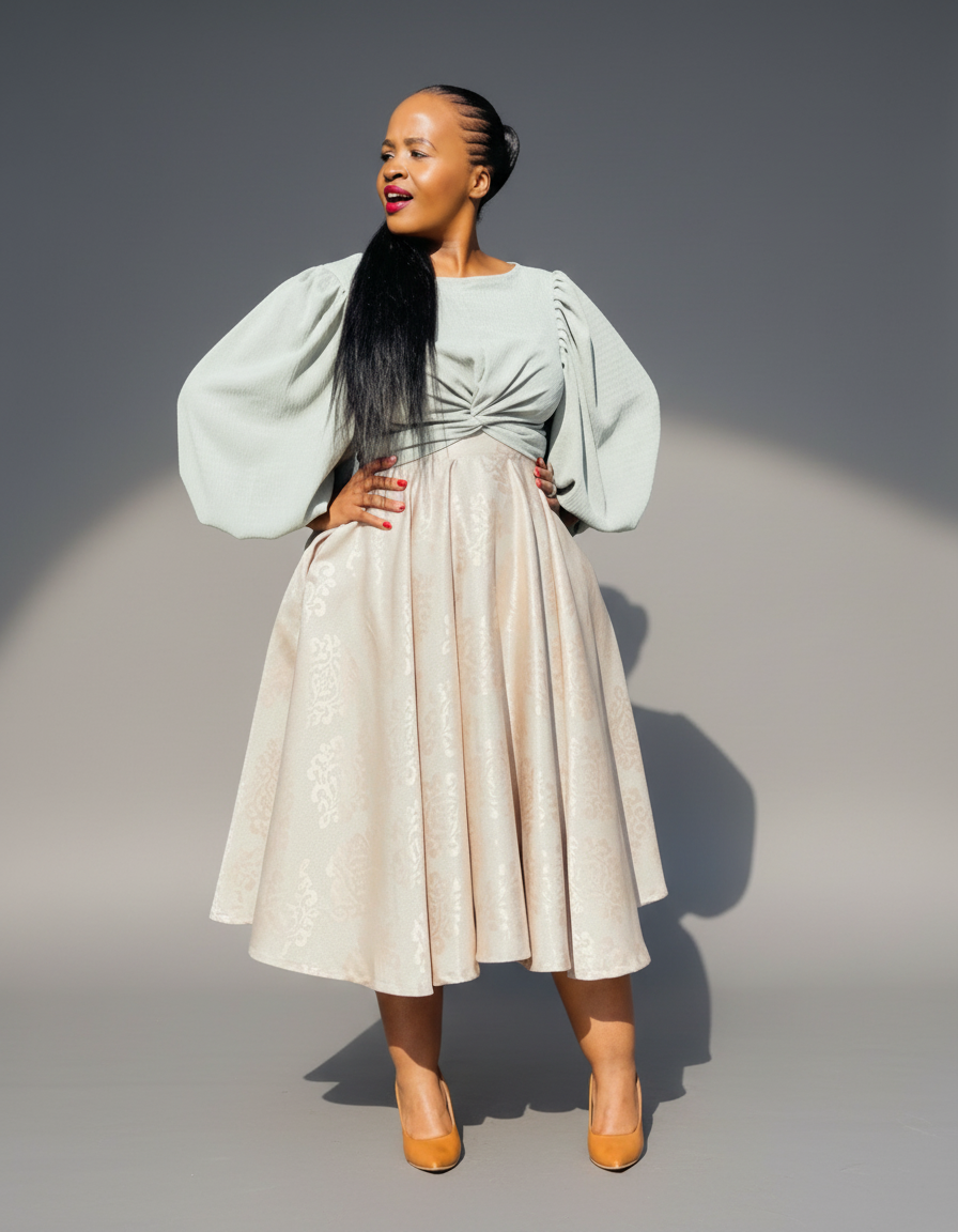 Full Circle A-line Midi Skirt Swing Beige – DMR Dress Me Right