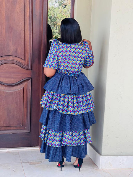 T5.1 Reversible Cropped Wrap Top - Shweshwe print