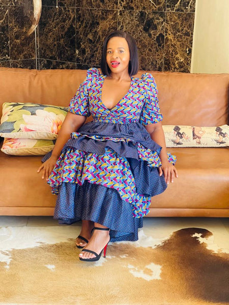 T5.1 Reversible Cropped Wrap Top - Shweshwe print