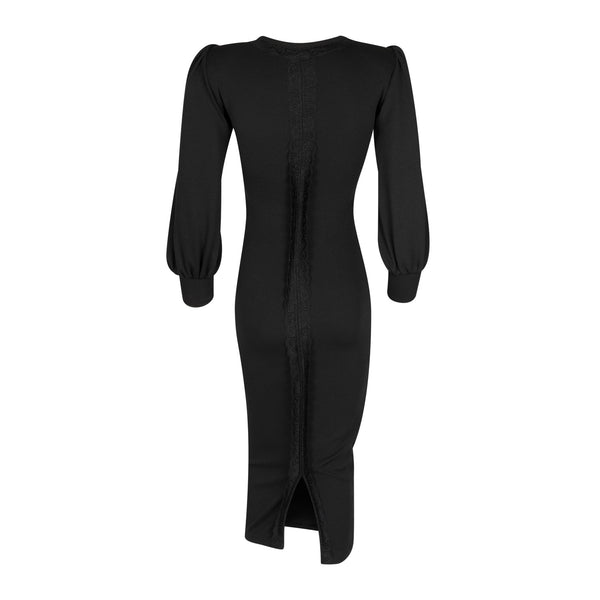 D14.1 Bodycon dress with lace - Black