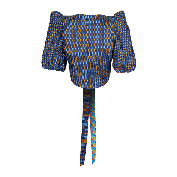 T5.1 Reversible Cropped Wrap Top - Shweshwe print