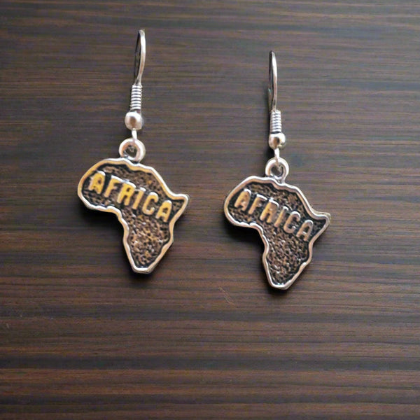 AE 3.1 Silver Africa Map Hanging Earrings