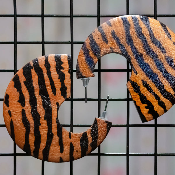 AE 21.1 Circular Striped Wooden Earrings