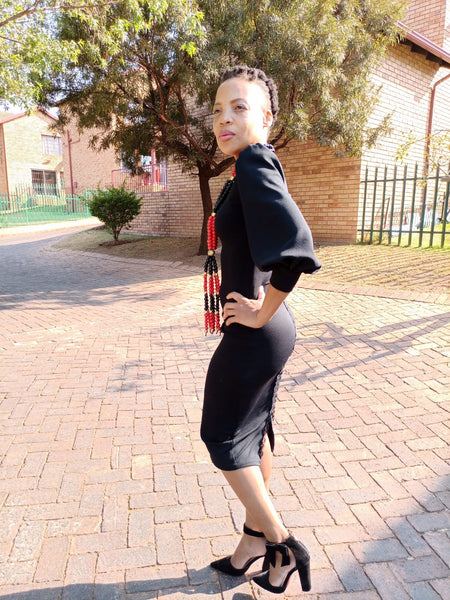 D14.1 Bodycon dress with lace - Black