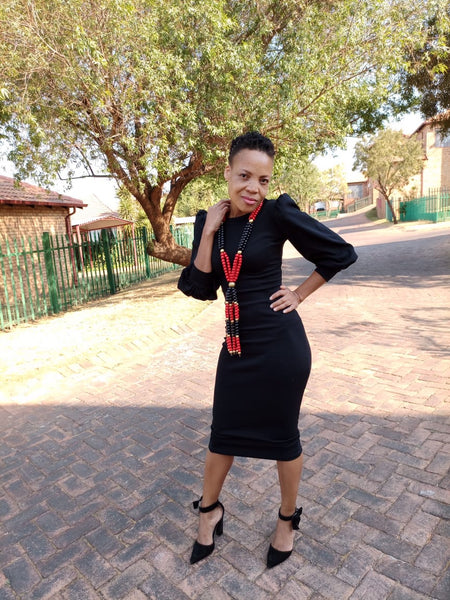 D14.1 Bodycon dress with lace - Black