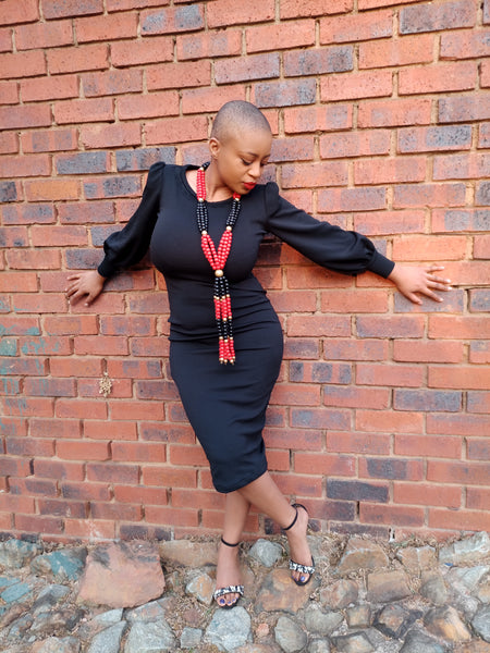 D14.1 Bodycon dress with lace - Black