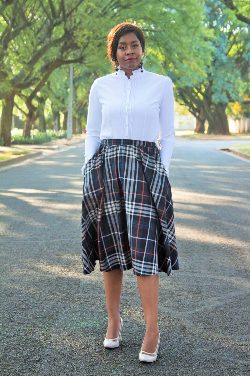 S2.2 A-line Flair Skirt - Green Yarn Dyed Checks – DMR Dress Me Right