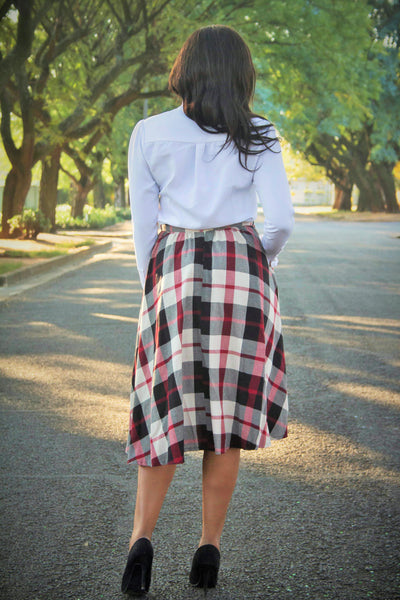 S2.1 A-line Flair Skirt - Red Yarn Dyed Checks