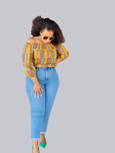T6.1 Cropped Top - Kente inspired African print