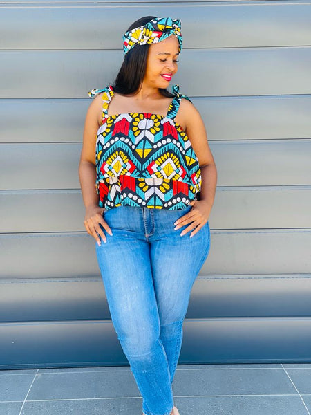 T8.2 Double Layer Top - African print with multicolor